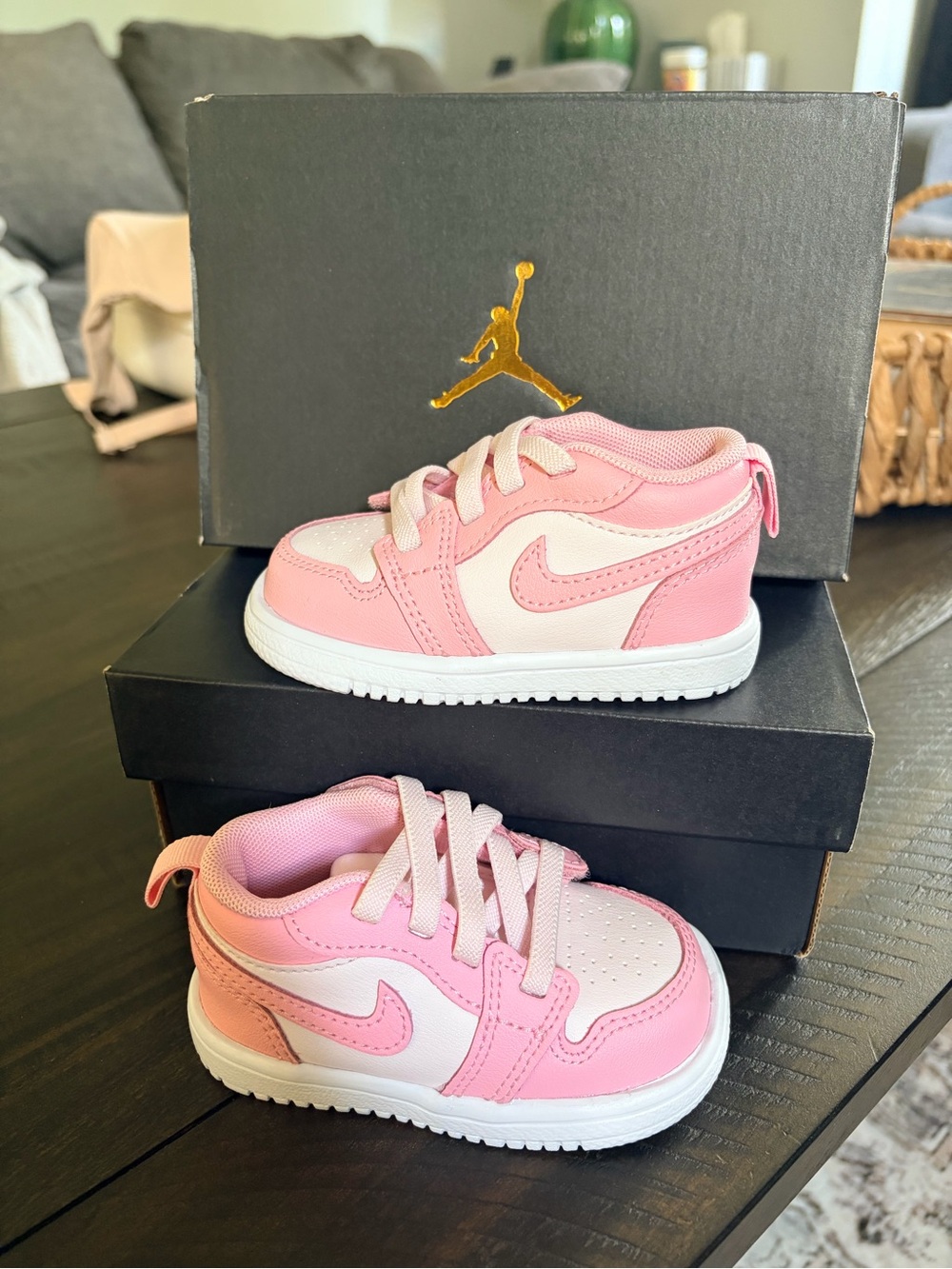 Jordan Kids' Pink and White Low-Top Sneakers